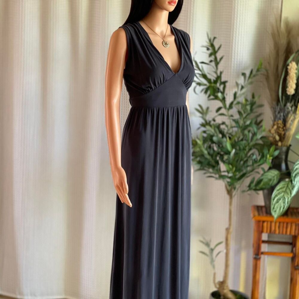 NWT COA Clothing of Ahnjoonhee Dark Gray Jersey Stretch Maxi Dress Minimalist 2